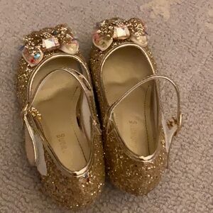 Gold Glitter Baby Shoes with Bow